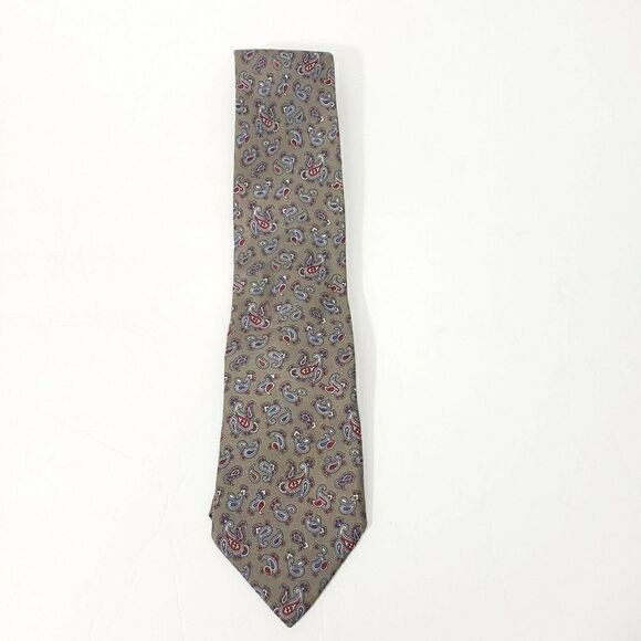 Christian Dior Tie Silk Brown Paisley Vintage Patterned Preppy Mens Dress - Picture 1 of 3